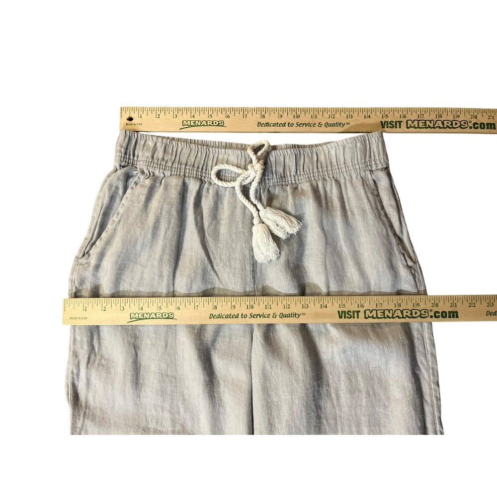 Cynthia Rowley 100% Linen Cropped Pants Womens L Light Gray Used - Picture 9 of 14